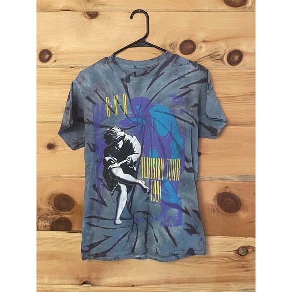 Guns N Roses T-Shirt Illusion Tour 1991 Tie Dye Use Your Illusion Blue Bravado S - Picture 1 of 5